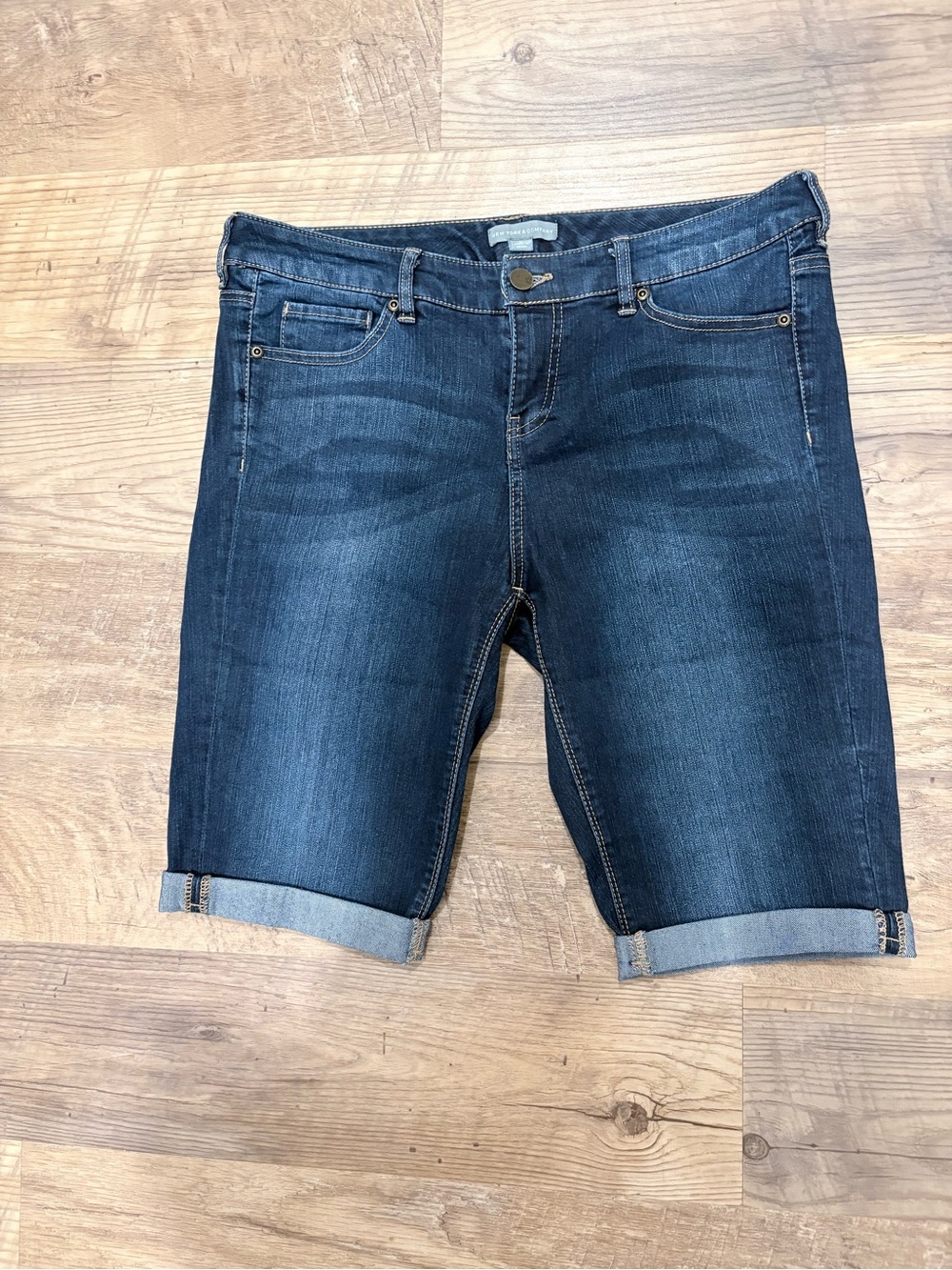 New York & Company Dark Indigo Denim Shorts